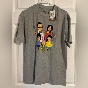 Bobs Burgers Nwt Size Xl Men’s Crew Neck Gray Graphic Print Tshirt Short Sleeve